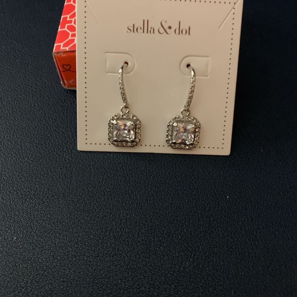 Stella & Dot Silver Crystal Earrings